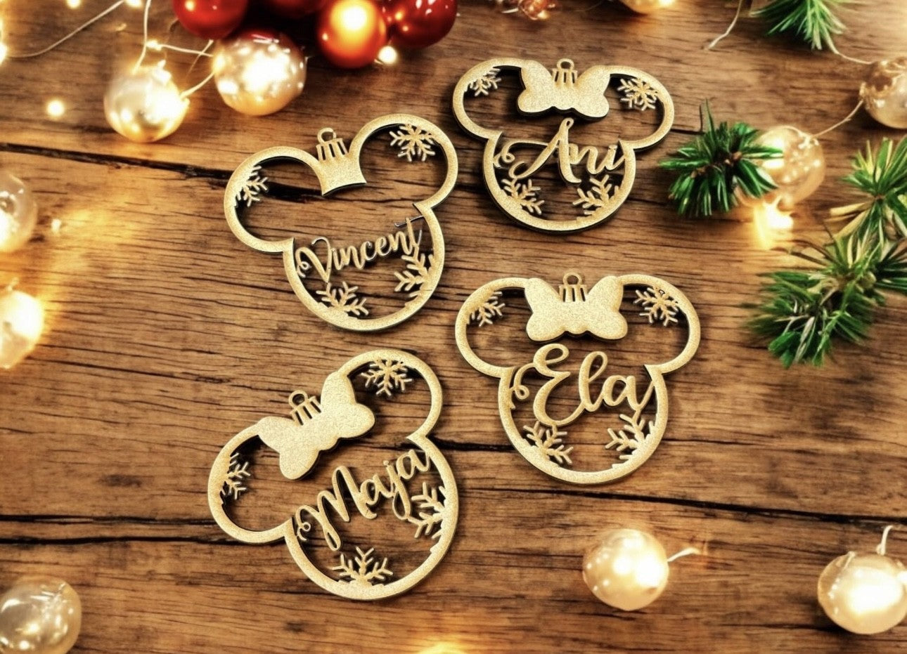 Weihnachtsbaumschmuck Minnie und Mickey Mouse mit Namen