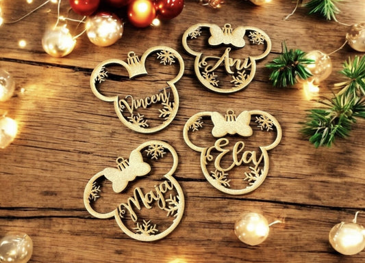 Weihnachtsbaumschmuck Minnie und Mickey Mouse mit Namen
